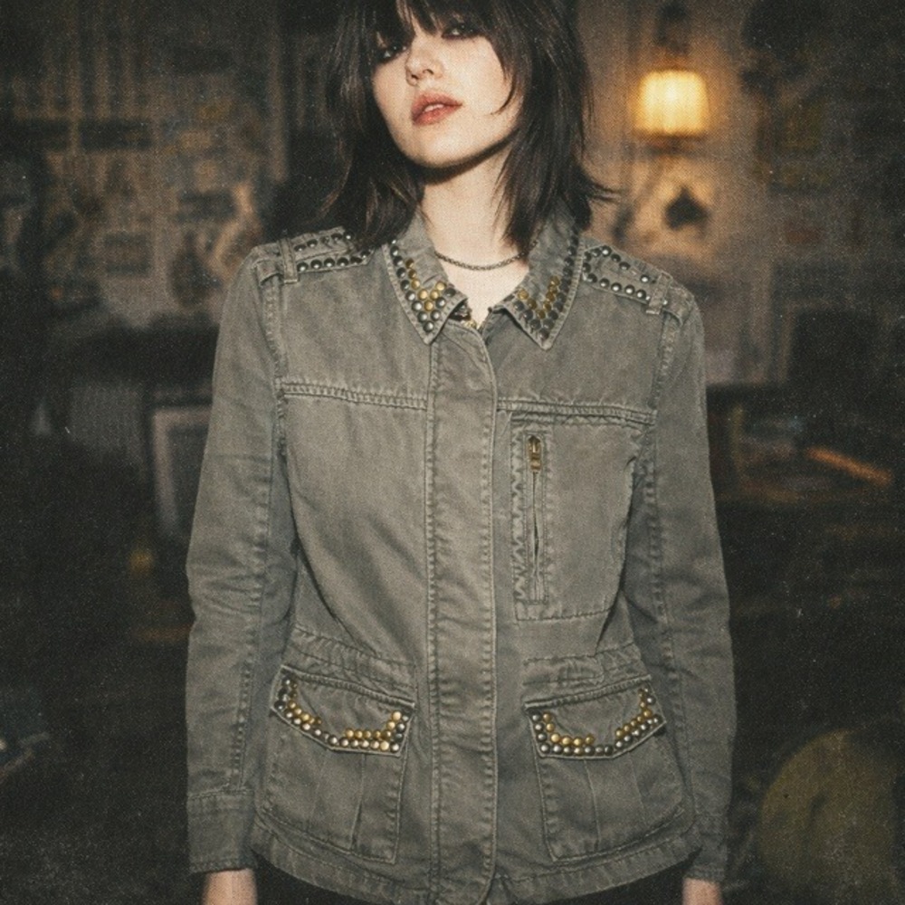 Sanctuary Studded Utility Jacket Women’s Olive Military Y3K Distressed Size S